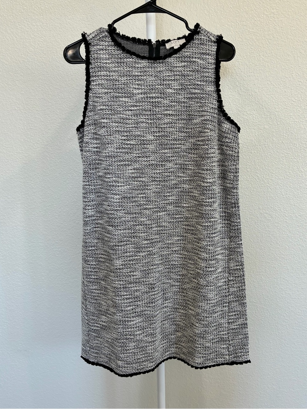 Ann Taylor Loft Fringe Tweed Shift Dress Petite Large